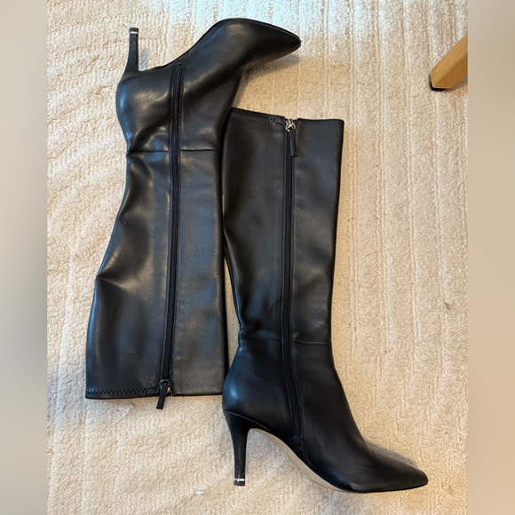 WHBM tall kitten heel black leather boot - Picture 1 of 5